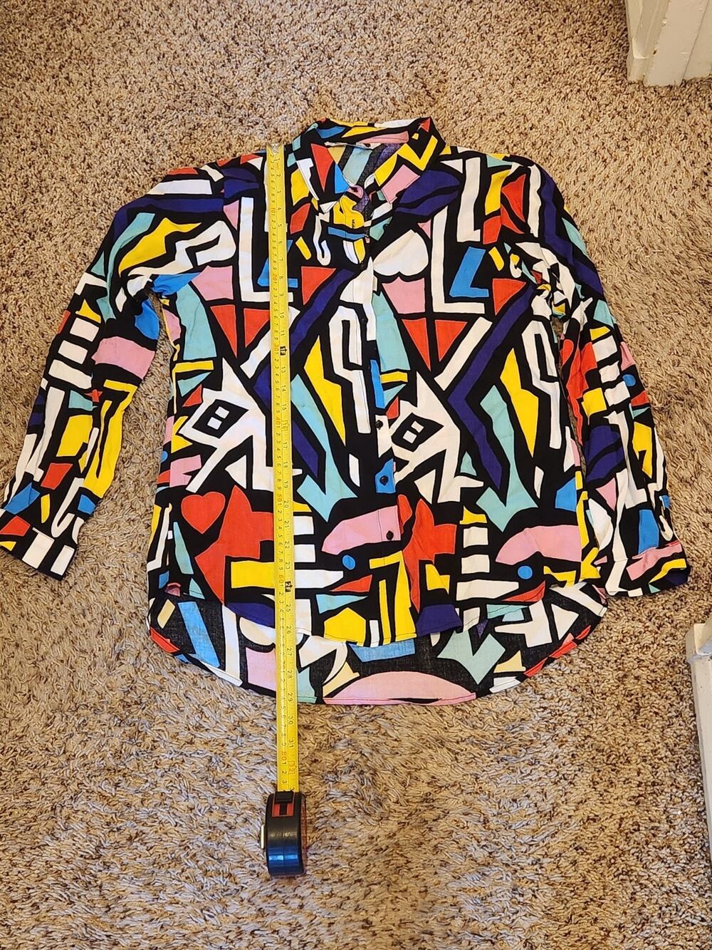 Big Dart Funky Retro Geometric Art Print Colorblock Shirt Size 42